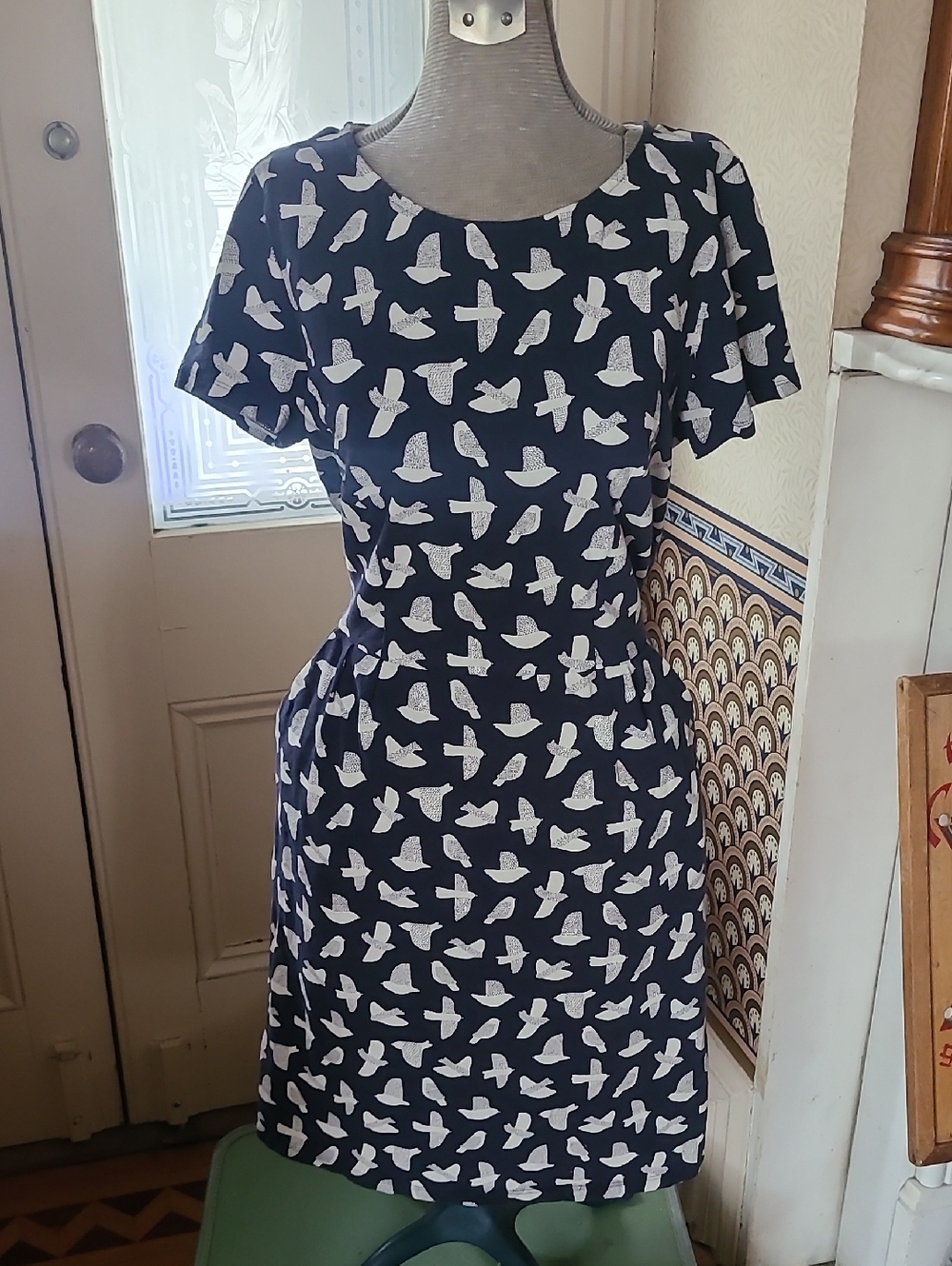 Boden Bird Print Cotton Dress